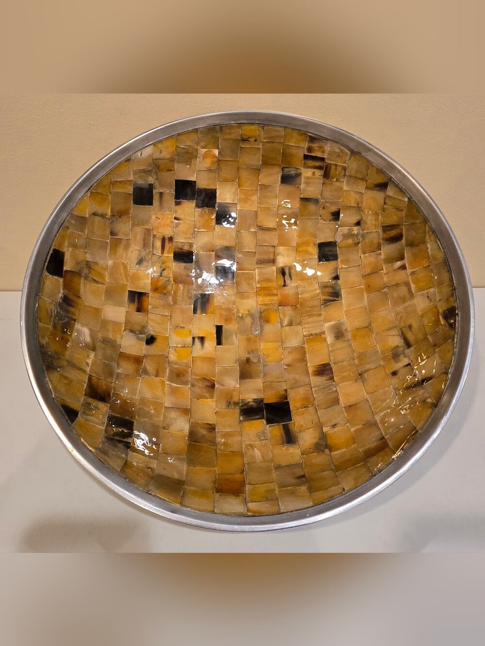 Julia Knight Tigers Eye Horn Mosaic Inlay Decorative Bowl